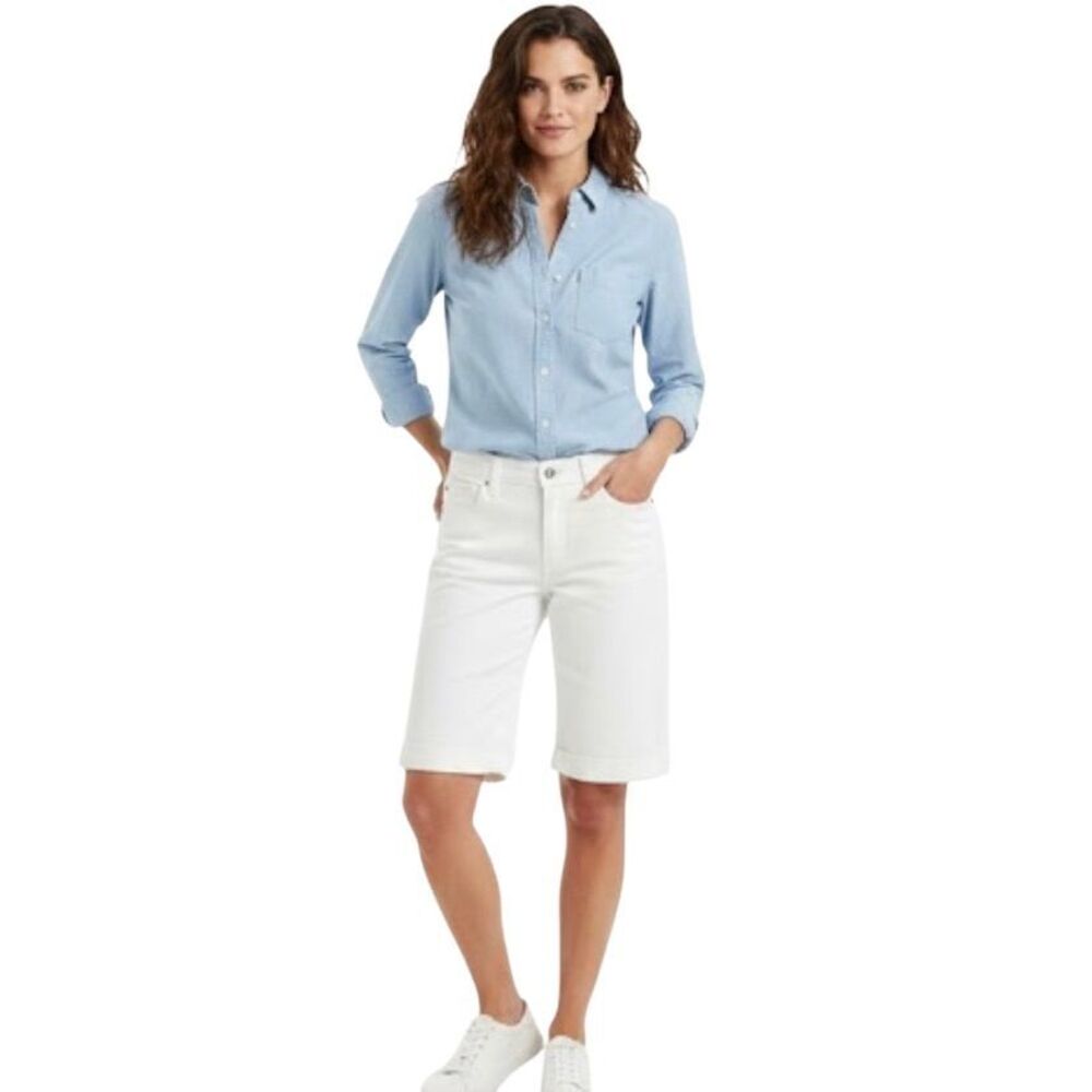 Levis White Capri Denim Cuffed Hem Size 8